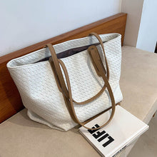 Load image into Gallery viewer,   Clássico tecer designer tote saco de alta capacidade bolsas de couro do plutônio para as mulheres  marca feminina viagem gra