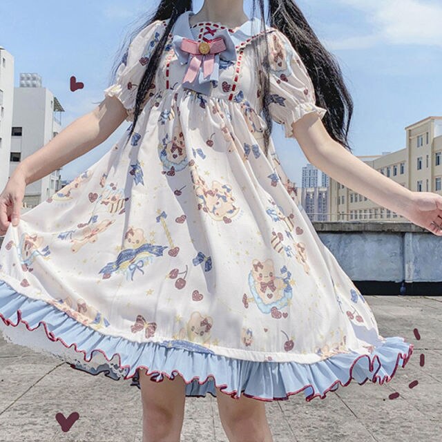 Classic Japanese Summer New Sweet Lolita Dress Women's Princess Dress Cosplay Costume Cotton JSK Dress for Girl