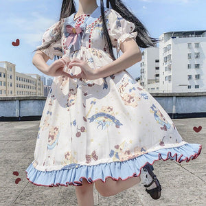 Classic Japanese Summer New Sweet Lolita Dress Women's Princess Dress Cosplay Costume Cotton JSK Dress for Girl