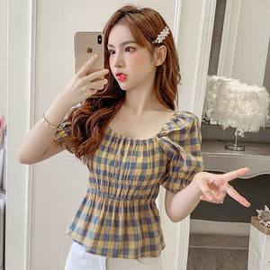 Clothes Women's Summer Short Sleeve 2021 New Fashionable Stylish Young Blouse Casual Slim Sexy Sweet Student Dating 2021