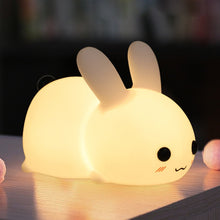 Load image into Gallery viewer, Colorful Rabbit Silicone Night Light Led Cute Charging Jade Rabbit Pat Light Creative Cartoon Children With Sleeping Light Gifts