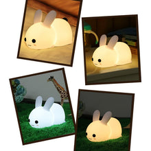 Load image into Gallery viewer, Colorful Rabbit Silicone Night Light Led Cute Charging Jade Rabbit Pat Light Creative Cartoon Children With Sleeping Light Gifts