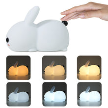 Load image into Gallery viewer, Colorful Rabbit Silicone Night Light Led Cute Charging Jade Rabbit Pat Light Creative Cartoon Children With Sleeping Light Gifts