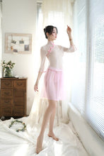 Load image into Gallery viewer, Colorful Sexy Lingerie Cheongsam Split Skirt Elegant Suit Transparent Mesh Retro Night Club Republic Cosplay Women Clothing