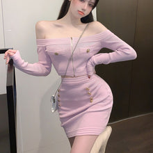 Load image into Gallery viewer, Combined skirt, short sleeved sweater and tight skirt, Korean fashion, autumn