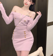 Load image into Gallery viewer, Combined skirt, short sleeved sweater and tight skirt, Korean fashion, autumn