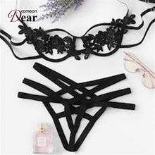 Load image into Gallery viewer, Comeondear Lace Bra Set Straps Women Hollow Out Sexy Costumes XL Black Lingerie Set Transparent bra + Panty Open Crotch RB80854