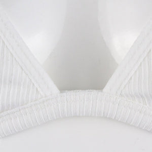 Comfort Ladies Underwear Padded Women Bra Wire Free Rib Cotton Bralette Breathable Adjusted Brassiere Female  Lingerie