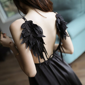 Comfortable Silk Wing Sleeping Dress Sexy Sleepwear Women Nightgowns Satin Angel Cosplay Backless Spaghetti Strap Lingerie