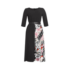 Load image into Gallery viewer, Contrasting Color Dress Plus Size Women&#39;s Round Neck Three-Quarter Sleeves With Belt Fashion And Elegant Slim African Dress 2021