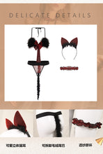 Load image into Gallery viewer, Cosplay Feathers Cat Ears Erotic Uniform Women Sexy Lingerie Three-point Suit Underwear Open-crotch Adult Sex Slutty Costume