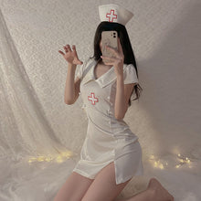 Load image into Gallery viewer, Cosplay Nurse Uniform Women Sexy Lingerie Set Slutty Skirt Hat Suit Female Porno Slit Dress Adult Exotica Sex Nightdress
