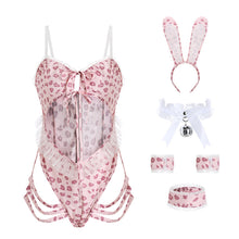 Load image into Gallery viewer, Cosplay Porno Bunny Bodysuit Woman Erotic Sexy Lingerie Set Exotic One-piece Leopard Hollow Open-crotch Adult Sex Slutty Costume