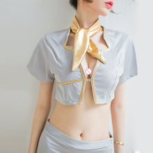 Load image into Gallery viewer, Cosplay Stewardess Uniform Woman Sexy Porno Skirt Femme V-top Dress Set Exotica Naughty Roleplay Flight Attendant Slutty Clothes