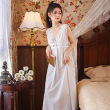 Load image into Gallery viewer, Cotton Home Suit Long White Nightgowns Palace Vintage Women Lace Night Gown Nighty Ladies Sexy Erotic Backless Satin Sleepshirts
