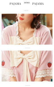 Cotton Home Suits M-XXL Sleepwear Strawberry Print Pajamas for Women Summer 2021 Pyjamas Girls Pijama Short and Short Sleeve