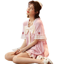 Load image into Gallery viewer, Cotton Home Suits M-XXL Sleepwear Strawberry Print Pajamas for Women Summer 2021 Pyjamas Girls Pijama Short and Short Sleeve