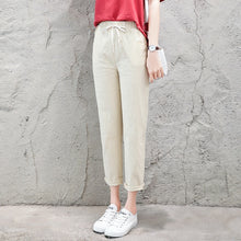 Load image into Gallery viewer, Cotton Linen Ankle Length Pants Women&#39;s Summer Autumn Casual Trousers Pencil Leisure Fashion Striped Women Pant Black Green Pink