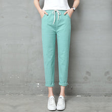 Load image into Gallery viewer, Cotton Linen Ankle Length Pants Women&#39;s Summer Autumn Casual Trousers Pencil Leisure Fashion Striped Women Pant Black Green Pink