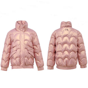 Cotton Padded Jacket Women Winter Bright Outerwear & Coats Solid Zip Up Thick Oversize Jackets for Women