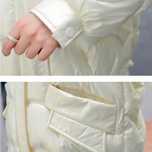 Cotton Padded Jacket Women Winter Bright Outerwear & Coats Solid Zip Up Thick Oversize Jackets for Women