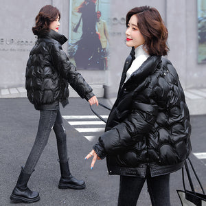 Cotton Padded Jacket Women Winter Bright Outerwear & Coats Solid Zip Up Thick Oversize Jackets for Women