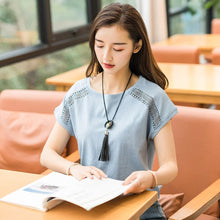 Load image into Gallery viewer, Cotton Summer Blouses Lace Batwing Sleeve Shirts For Womens Tops Shirts Plus Size Women Clothing Korean 2018 Blusas Female