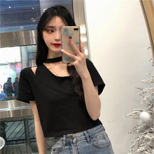 Load image into Gallery viewer, Cotton Summer New Hollow-out Design Sense Niche Short-Sleeved T-shirt Female Western Top Plus Size Streetwear Korean Clothes
