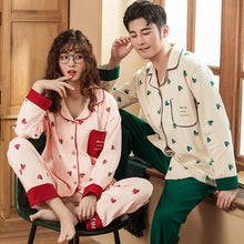 Load image into Gallery viewer, Couple Pajamas Sets Autumn Men And Women 100% Cotton Pijamas Sleepwear Lover Home Night Suit Sleep Lounge Plus Size M-XXXL