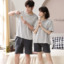 Load image into Gallery viewer, Couples Cotton Pajamas Sets for Women 2021 Summer Letter Pyjama Men Sleepwear Homewear Lounge Clothing Female pijamas