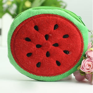Creative Fruit Plush Coin Purse Watermelon/Strawberry/Orange/Pineapple Zipper Wallet Plush Pocket Card Holder Coin Wallets