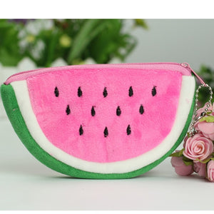 Creative Fruit Plush Coin Purse Watermelon/Strawberry/Orange/Pineapple Zipper Wallet Plush Pocket Card Holder Coin Wallets