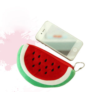 Creative Fruit Plush Coin Purse Watermelon/Strawberry/Orange/Pineapple Zipper Wallet Plush Pocket Card Holder Coin Wallets