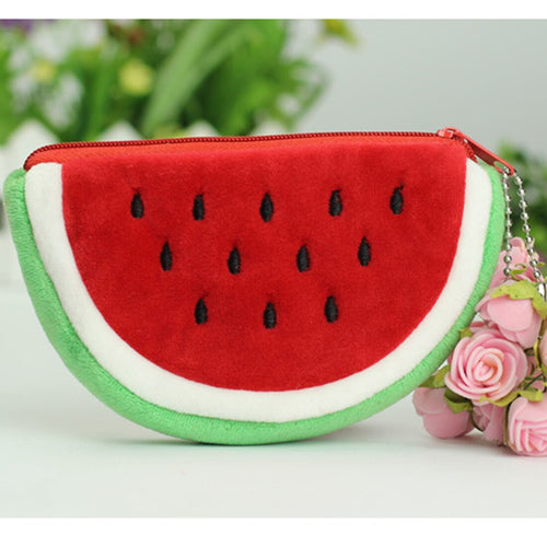 Creative Fruit Plush Coin Purse Watermelon/Strawberry/Orange/Pineapple Zipper Wallet Plush Pocket Card Holder Coin Wallets