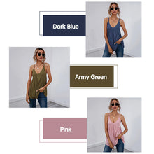 Load image into Gallery viewer, Crop Top Women Camisole Loose V Neck Spaghetti Strap Top Sleeveless Tank-Tops Solid Vest Shirt Spring Summer Beach Femme Fashion