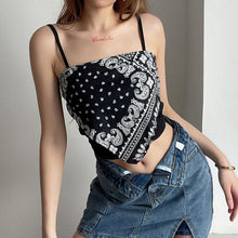 Load image into Gallery viewer, Crop Top Women Sexy Sleeveless Tank Top Summer Short Tanks Camis Paisley Print Spaghetti Strap Irregular Scarf Vest Crop Tops