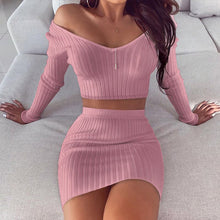 Load image into Gallery viewer, Cropped Top And Skirts Women&#39;s Sets Knitted Two Piece Women&#39;s Suit 2021 Summer Two Piece Set Fashion Casual Female SetS 2 Pcs