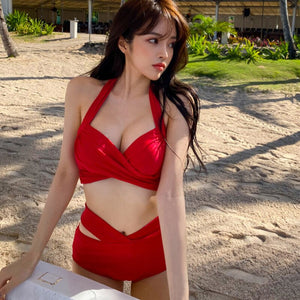Cross Bikini Set Women Biquinis Two Pieces Swimwear Solid Swimsuit High Quality Beach Wear 2021 Sexy