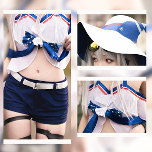 Customize Arknights GUARD Skadi Coral Coast Cosplay Costumes Sexy Costume Women Sexy Swimsuit Sun Hat Suit Halloween Dress Up