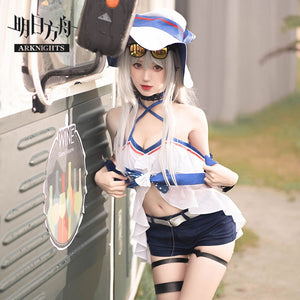 Customize Arknights GUARD Skadi Coral Coast Cosplay Costumes Sexy Costume Women Sexy Swimsuit Sun Hat Suit Halloween Dress Up