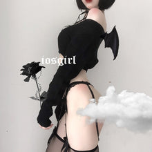 Load image into Gallery viewer, Cute Anime Cosplay Fancy Dress Erotic Lingerie with Pantie Angel and Devil Sexy Temptation V-neck Short Knit  Pajama Set