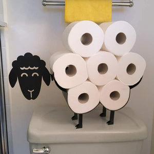 Cute Black Sheep Toilet Paper Roll Holder, Novelty Free Standing or Wall Mounted Toilet Roll Tissue Paper Storage Stand