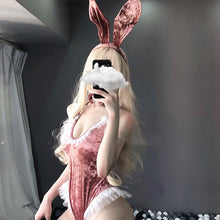 Load image into Gallery viewer, Cute Bunny Girl Halloween Cosplay Costume Velvet Lace Playful Women Rabbit Party Sexy Erotic Lingerie Bodysuit Jumpsuit Babydoll