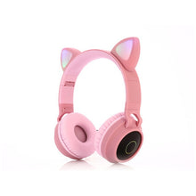Load image into Gallery viewer, Cute Cat Bluetooth 5.0 Headset Wireless Hifi Music Stereo Bass Headphones LED Light Mobile Phones Girl Daughter Headset For PC