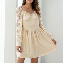 Load image into Gallery viewer, Cute Dress Women&#39;s Fashion Solid Ruffle V Neck Long Lantern Sleeve High Waist 2021 Casual Mini Dress Vestidos Female Loose Party