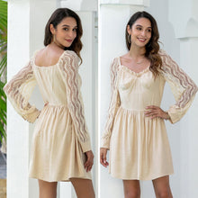 Load image into Gallery viewer, Cute Dress Women&#39;s Fashion Solid Ruffle V Neck Long Lantern Sleeve High Waist 2021 Casual Mini Dress Vestidos Female Loose Party