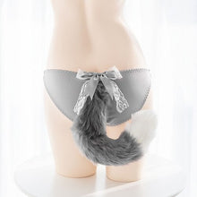 Load image into Gallery viewer, Cute Fox Tail Erotic Lingerie Open Crotch Panties with Tail Couples Bdsm Sex Game for Women and Men Erotic Sex Accessories Thong