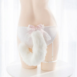 Cute Fox Tail Erotic Lingerie Open Crotch Panties with Tail Couples Bdsm Sex Game for Women and Men Erotic Sex Accessories Thong