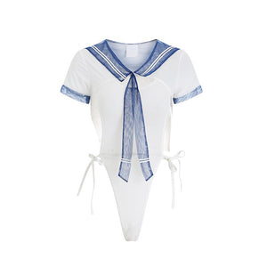 Cute Japanese Student Cosplay Sexy Lingerie Bodysuit Loli Sailor Jumpsuit Maid Uniform Women Anime Swimsuit Set Erotic Costumes