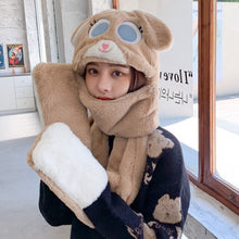 Load image into Gallery viewer, Cute Plush Hat Ladies Autumn and Winter Warm Gloves Scarf One-piece Cap Outdoor Cycling Wind and Cold Bib Plush Hats Wholesale